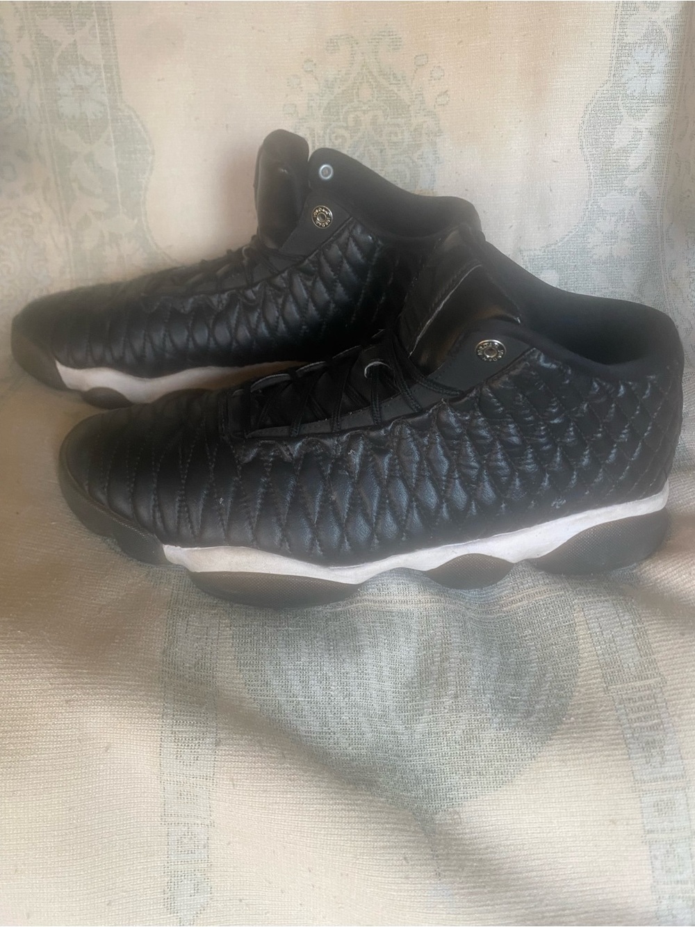 Jordan Men's Black Quilted High-Top Sneakers with White Midsole